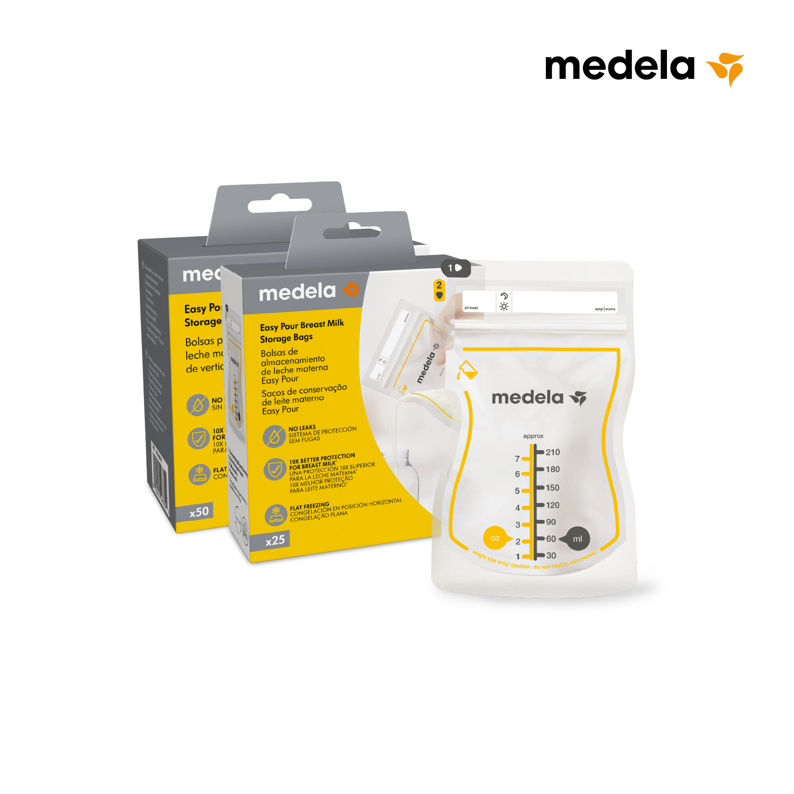 Medela Easy Pour Breast Milk Storage Bags BPA-Free Leak-Proof
