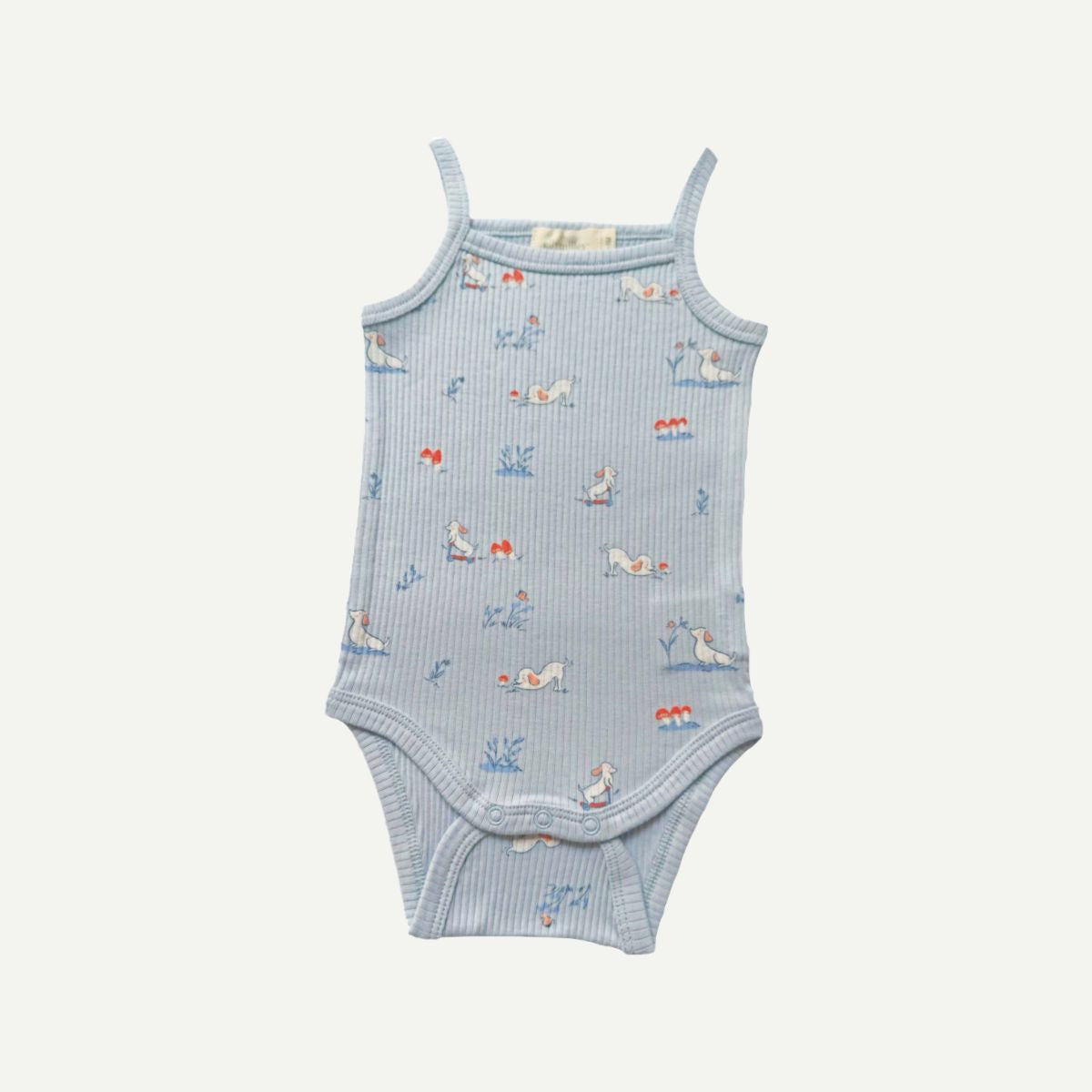 Elly Milley TENCEL™ Organic Cotton / Bouton Singlet Romper - Pup Meadow