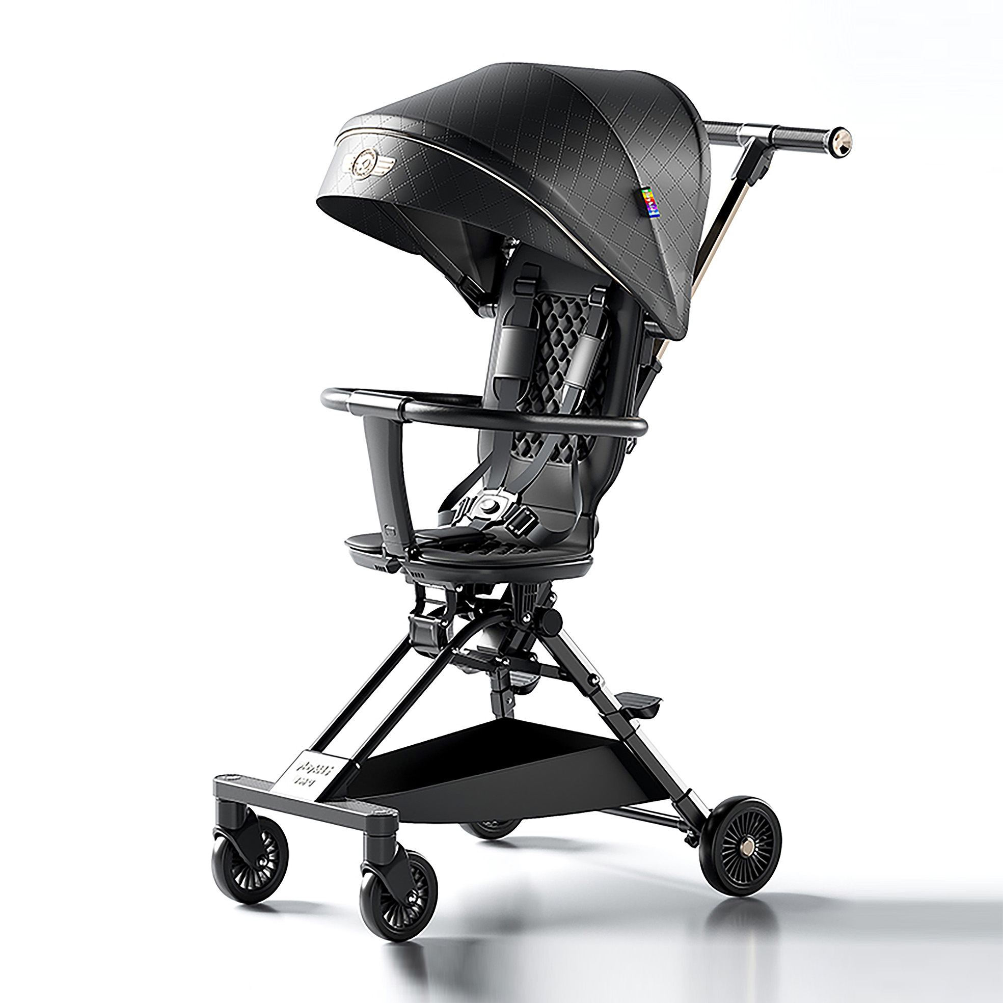 Lucky Baby Playkids 502921 Easi Plus 2 Way Baby Cabin Stroller Rider/Walker (Black)