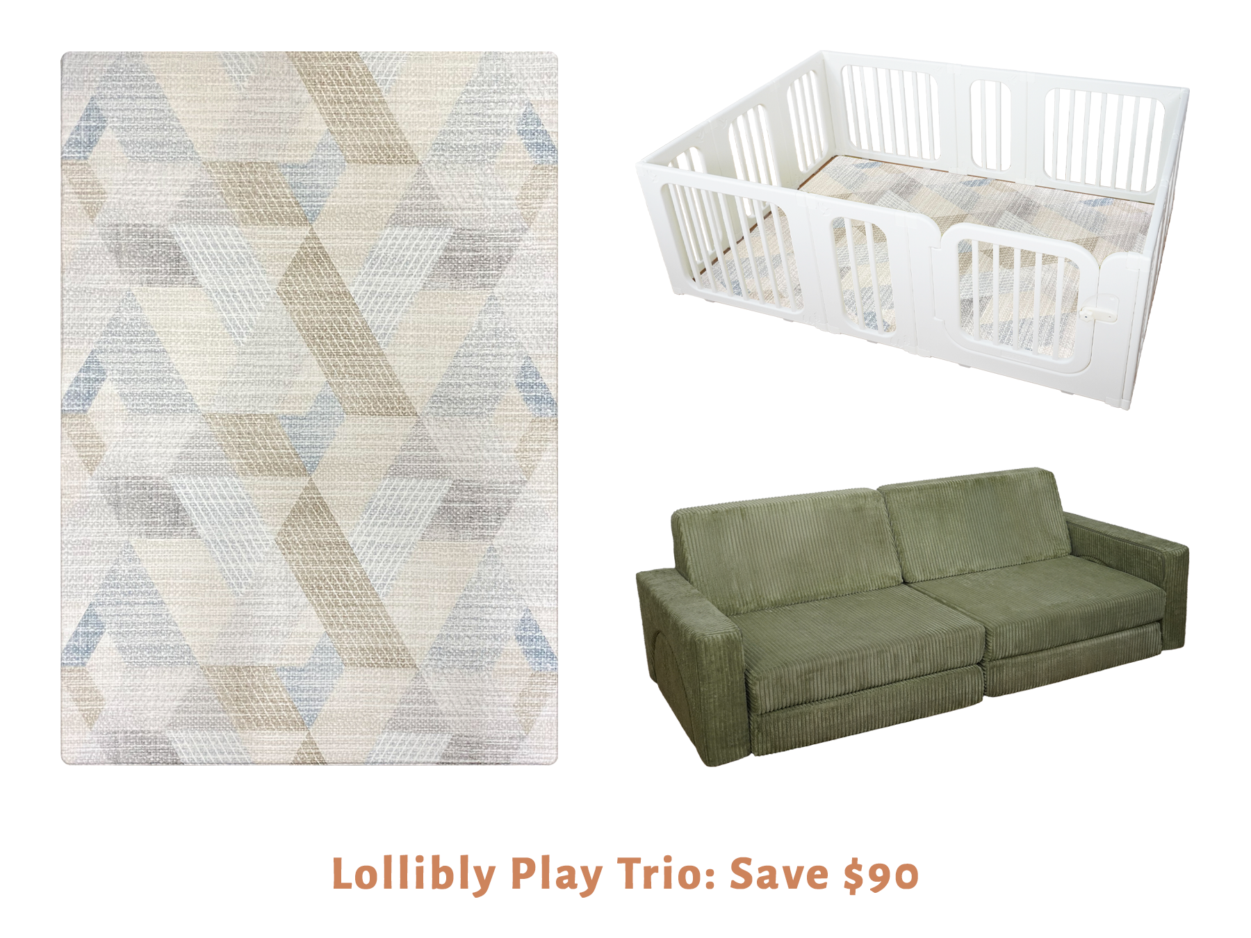 Lollibly Play Trio: Playmat + Playpen + Play Sofa
