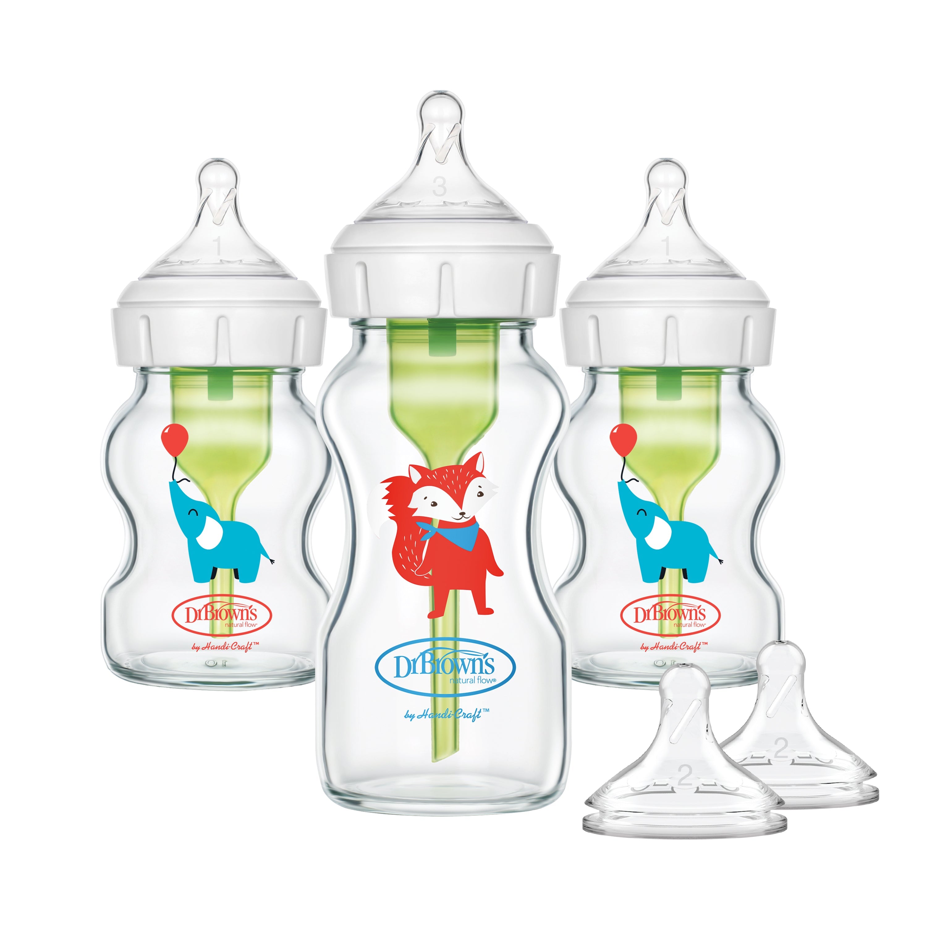 Dr. Brown's Natural Flow Options+ Anti-Colic Glass Baby Bottle 3-Pack