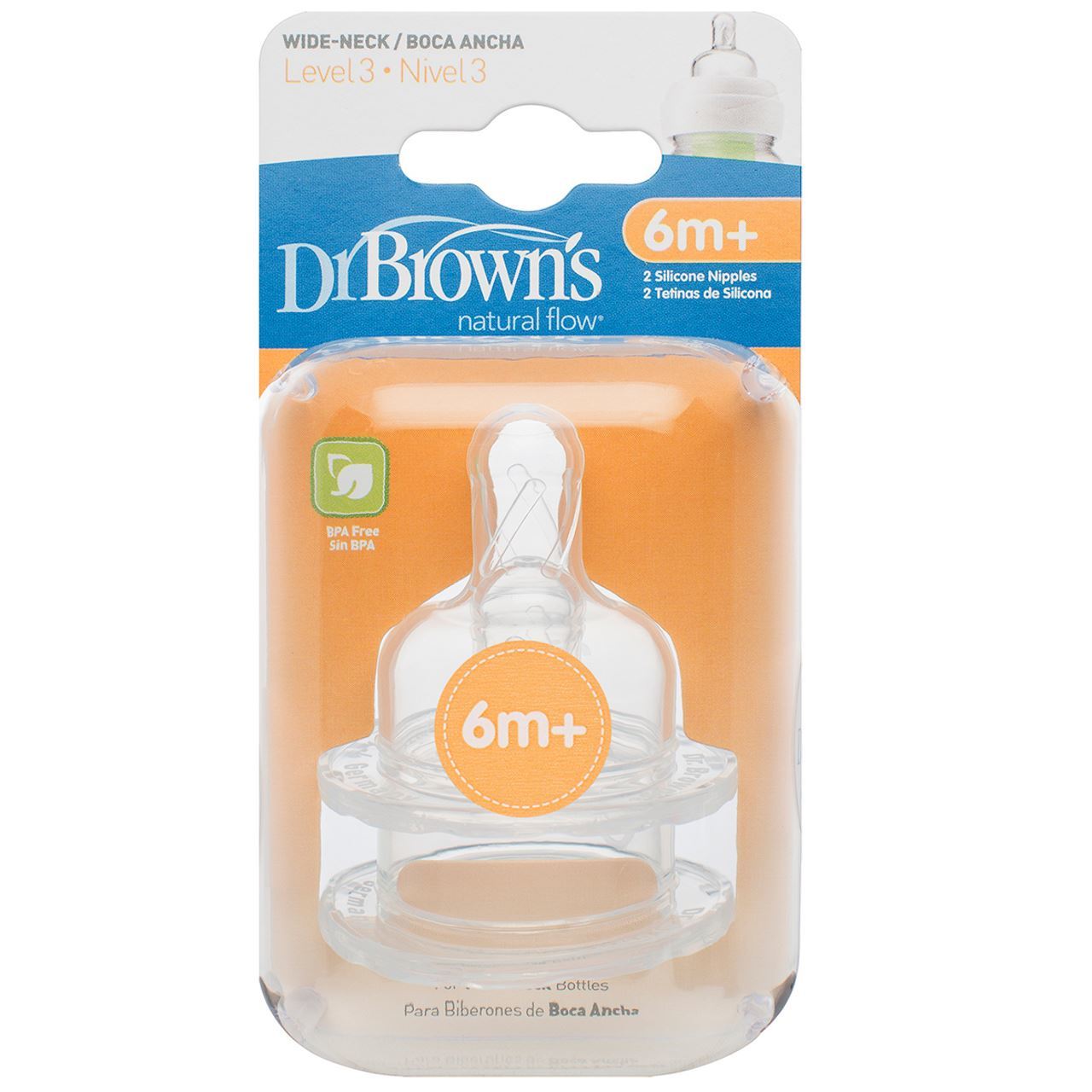Dr Brown's Options Level 3 Baby Bottle Teats Nipple Pack Narrow BPA Free 6m+