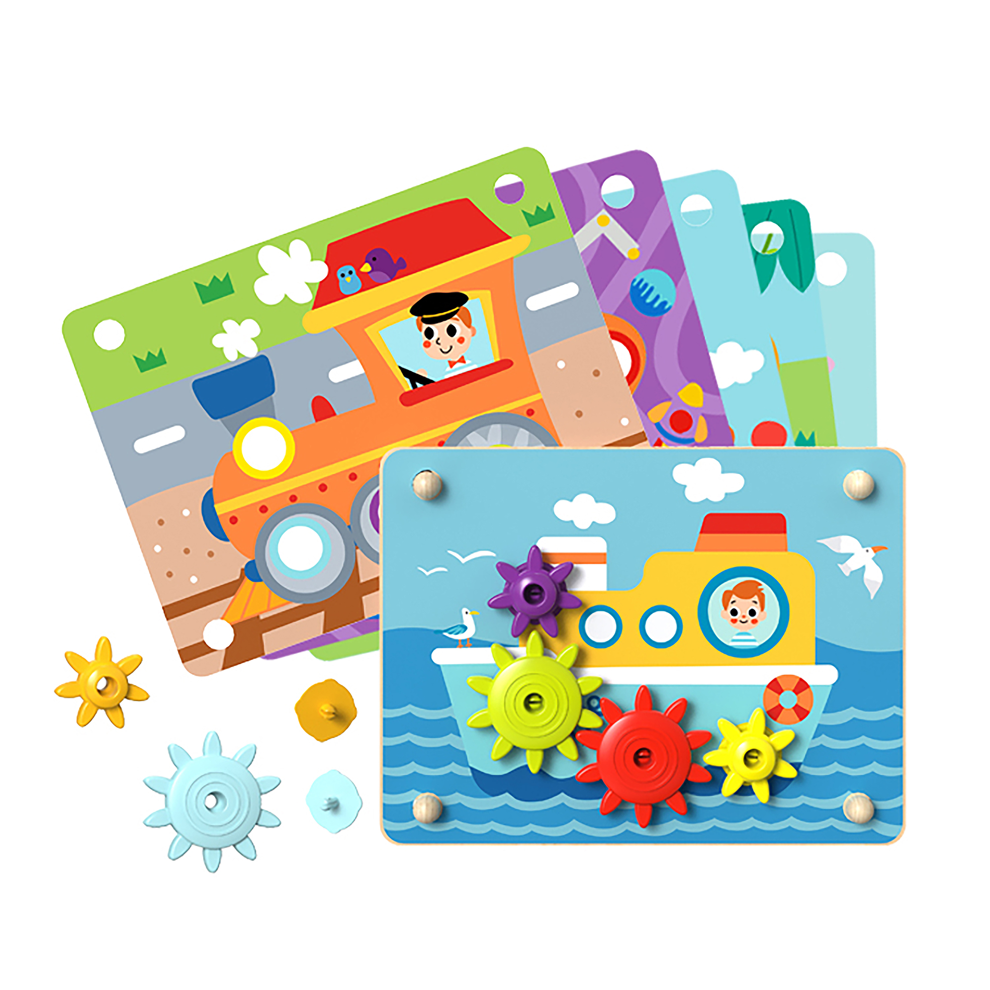 Lucky Baby Tookytoy TK352 Montessori Educative Learning Wooden Gear Game Activity Toy