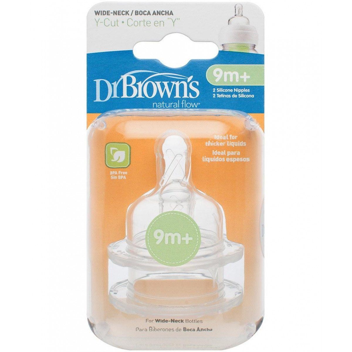 Dr Brown's Options Level Y Cut Baby Bottle Teats Pack, Wide, BPA Free, 9m+
