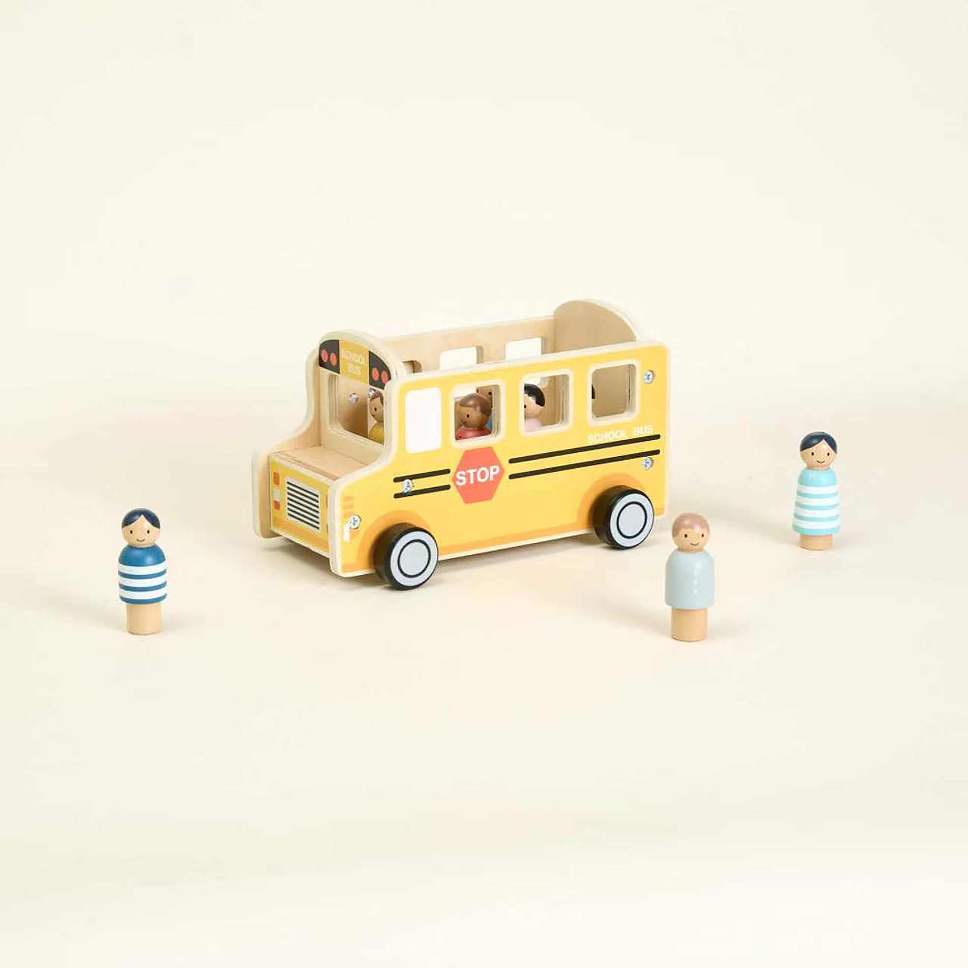 Lucky Baby Tookytoy TP562 Montessori Educative Learning Wooden School Bus Set