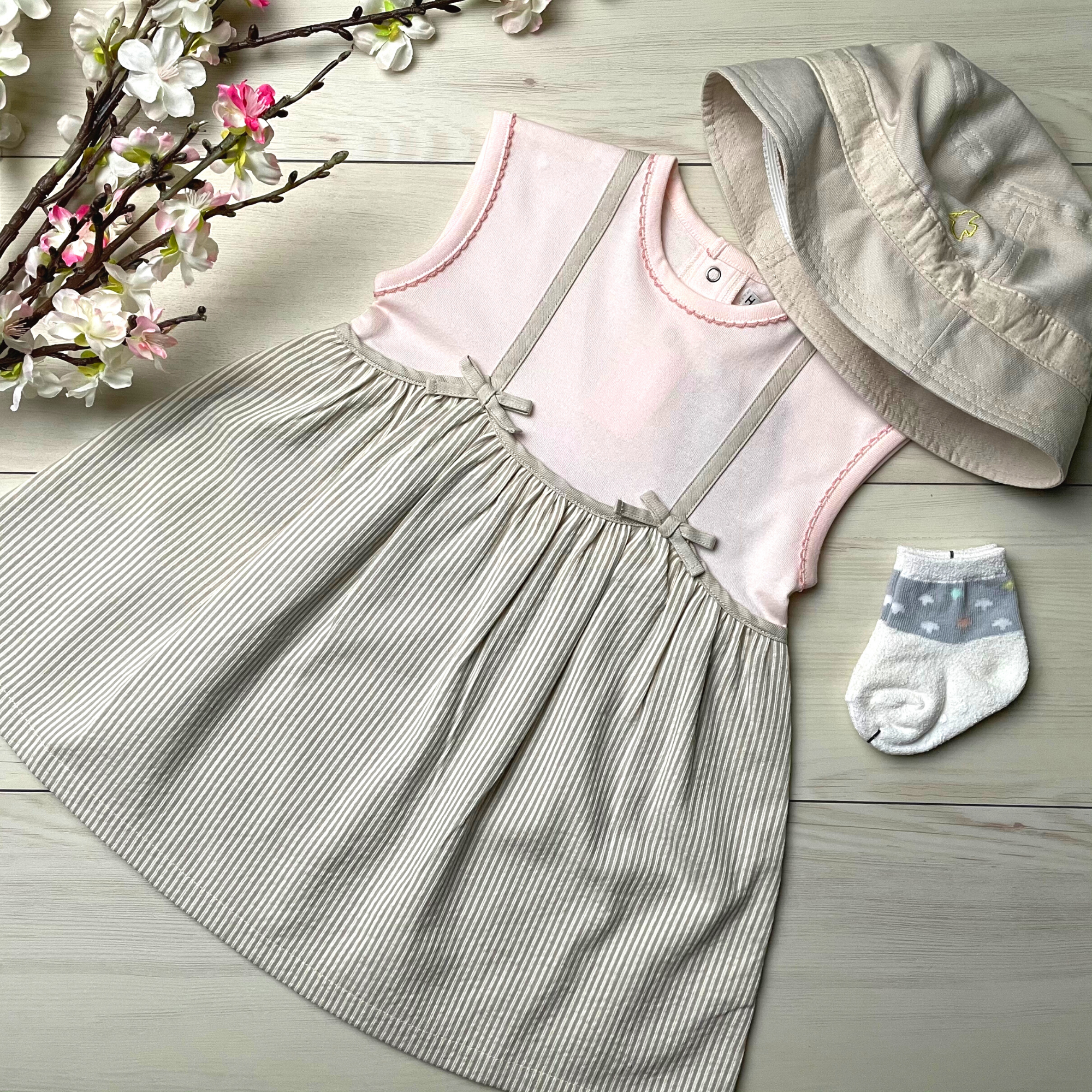 Hoppetta Pink/Checked Grey Dress