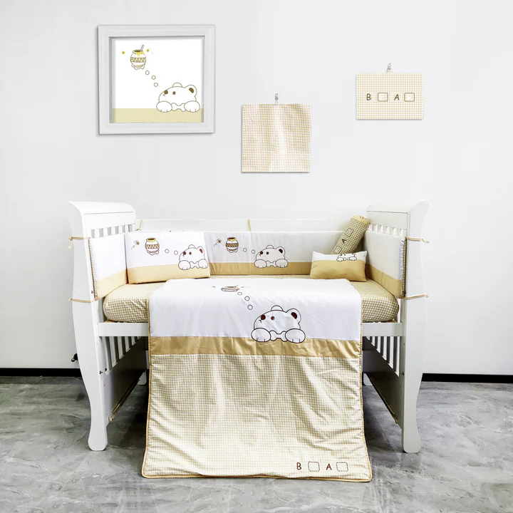 Palette Box 8pcs 100% Cotton Baby Bedding Set, Honey Bear