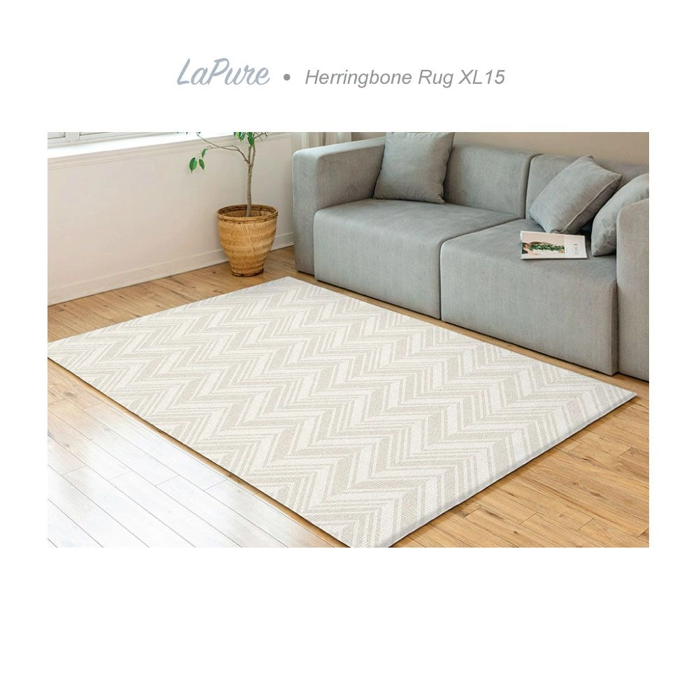 LaPure Herringbone Rug Fabric Beige (size XL15) NEW