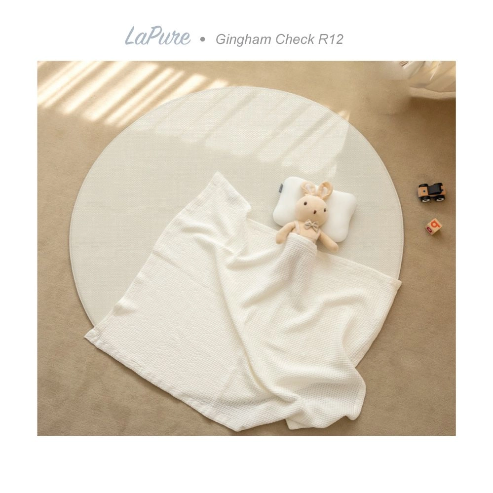 Parklon LaPure Round Mat Gingham Check Natural Fabric Beige (R12)