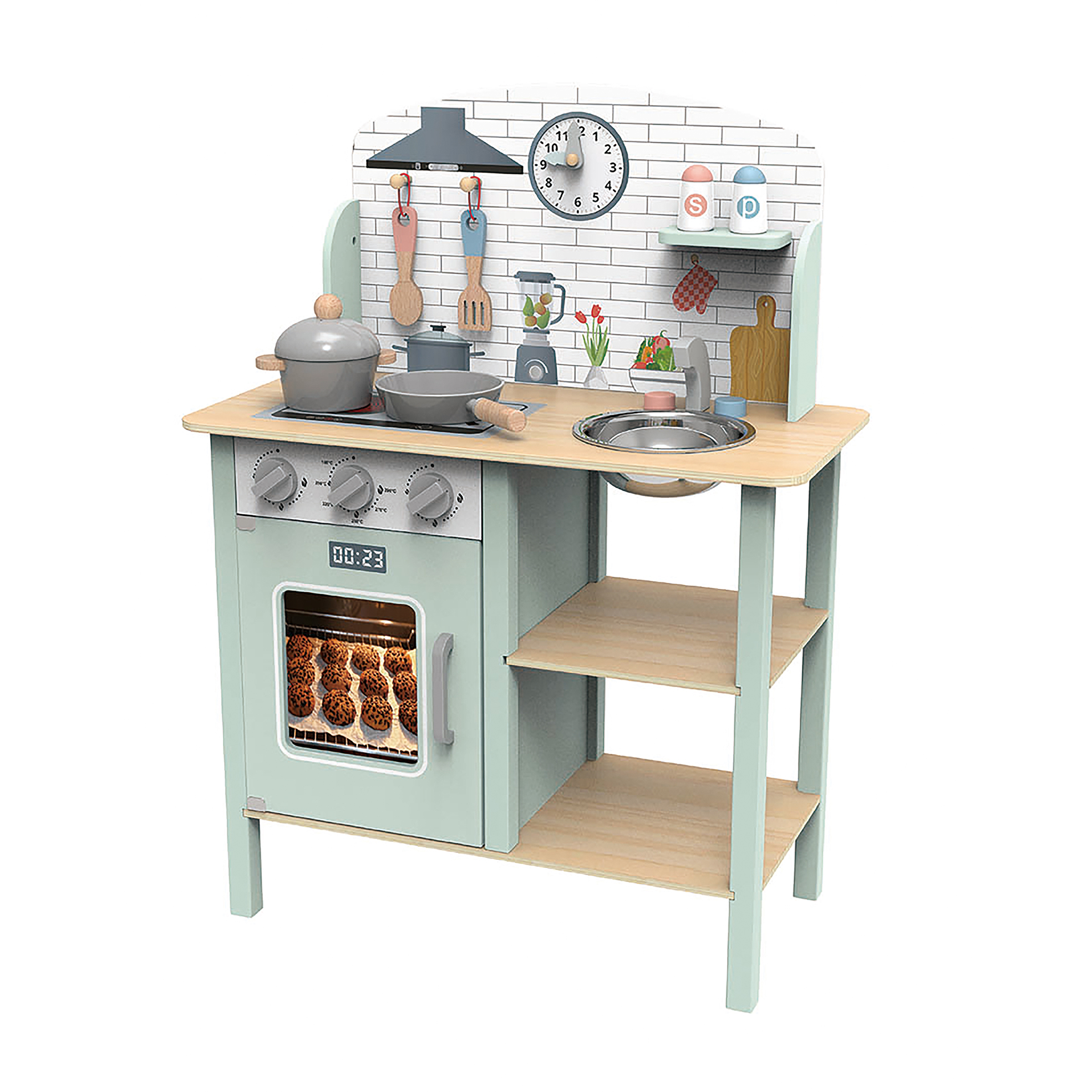 Lucky Baby Tookytoy TJ250 Wooden Kids Toys Gourmet Chef Kitchen Set