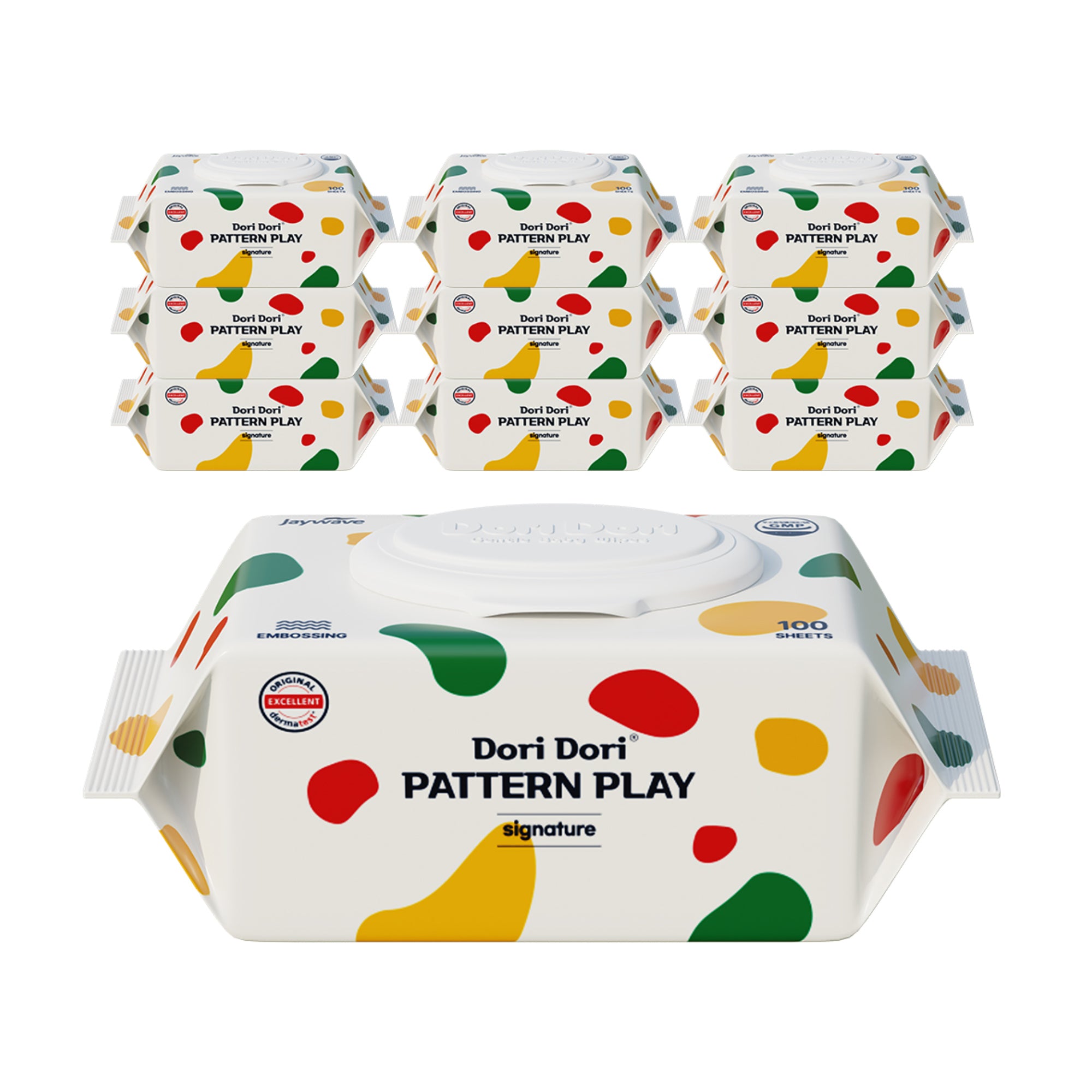 Dori Dori Pattern Play Signature Embossed Spunlace Baby wet wipes with CAP100x10packs