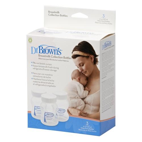 Dr Brown's 120ML Breastmilk Collection Wide-neck Bottle (3 Pack)