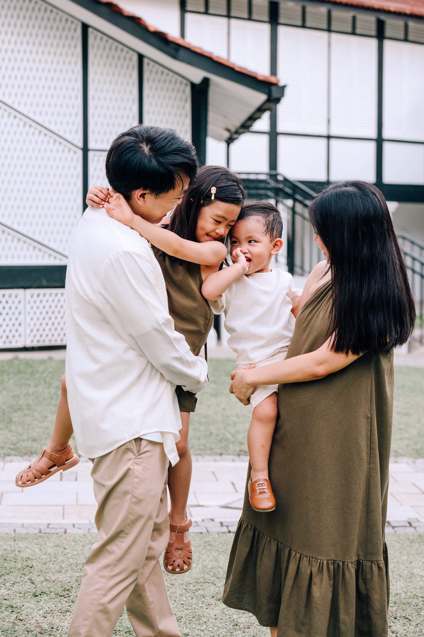 Family in matching Linen Fawn linen